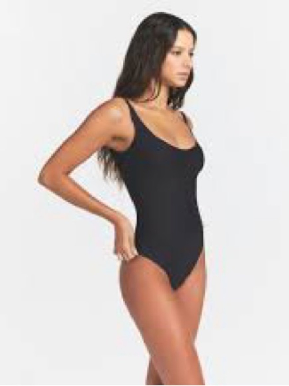 Skims Stretch Rib Scoop Neck Bodysuit Black Size S/M Shapewear Minimalist Baddie